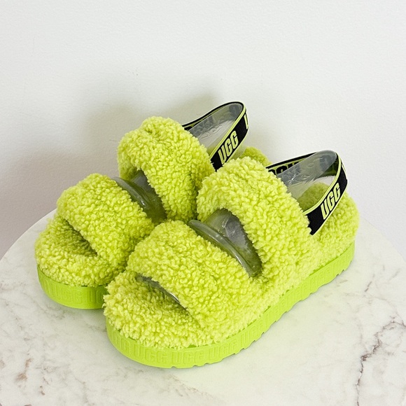 NEW UGG Oh Fluffita Key Lime Slingback Sandals Women’s Size 9 - Picture 4 of 9